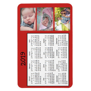 Flexible Photos personnalisées Red Mini Magnet Calendrier 2