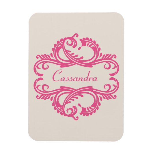 Flexible Pink Chic Damask Premium Magnet (Vertical)