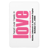 Flexible Pink Head Over Heels Save the Date Magnet (Vertical)