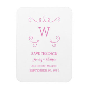 Flexible Pink Whimsical Flourish Save the Date Magnet