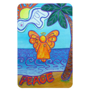 Flexible Plage Joie et Paix Angel Art Rectangle Magnet