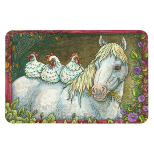 Flexible POINTS DANS LA STABLE, CHEVAL ET POULET MAGNET Lg.
