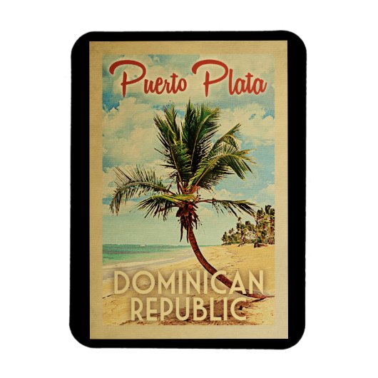 Flexible Puerto Plata Magnet Palm Tree Vintage voyage (Vertical)