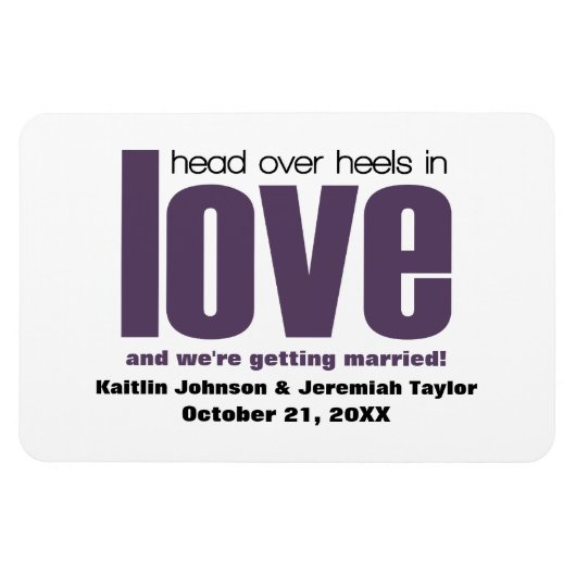 Flexible Purple Head Over Heels Save the Date Magnet (Horizontal)