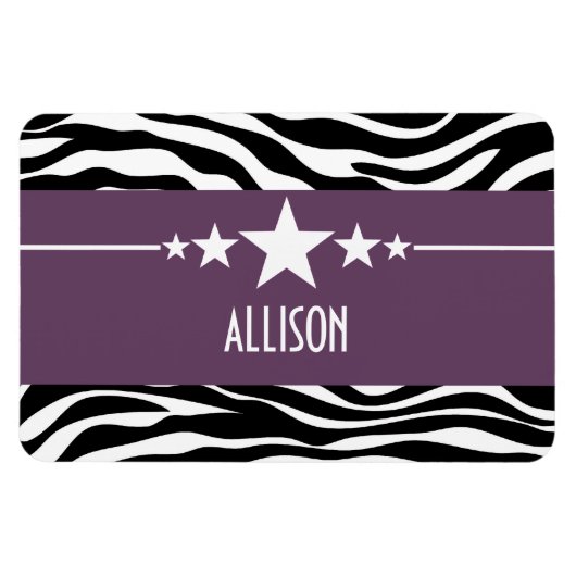 Flexible Purple Sassy Star Zebra Premium Magnet (Horizontal)