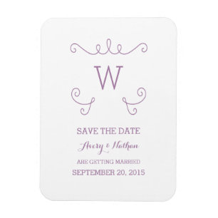 Flexible Purple Whimsical Flourish Save the Date Magnet