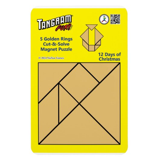 Flexible Puzzle Tangram Magnet - 5 anneaux d'or (Vertical)