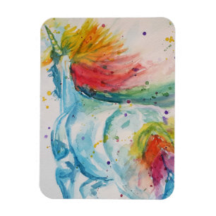 Flexible Rainbow Unicorn licorn art Watercolor Magnet