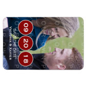 Flexible Red Modern Circles Photo Save the Date Magnet (Horizontal)