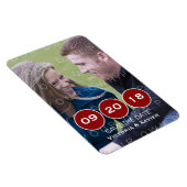 Flexible Red Modern Circles Photo Save the Date Magnet (Côté Droit)