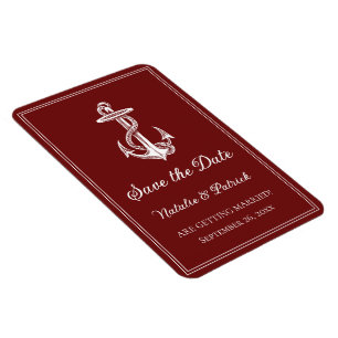 Flexible Red Nautical Anchor Save the Date Magnet