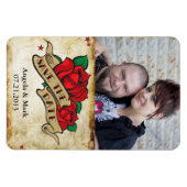 Flexible Rose de tatouage Enregistrer la date Magnet de pho (Horizontal)