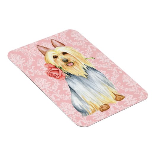 Flexible Rose Valentin Silky Terrier Magnet (Côté Droit)