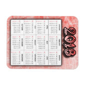 Flexible Rouge 2018 Calendrier Réfrigérateur Magnet (Horizontal)