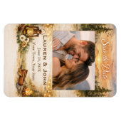 Flexible Rustic Romance Photo Save The Date Wedding Magnet (Horizontal)