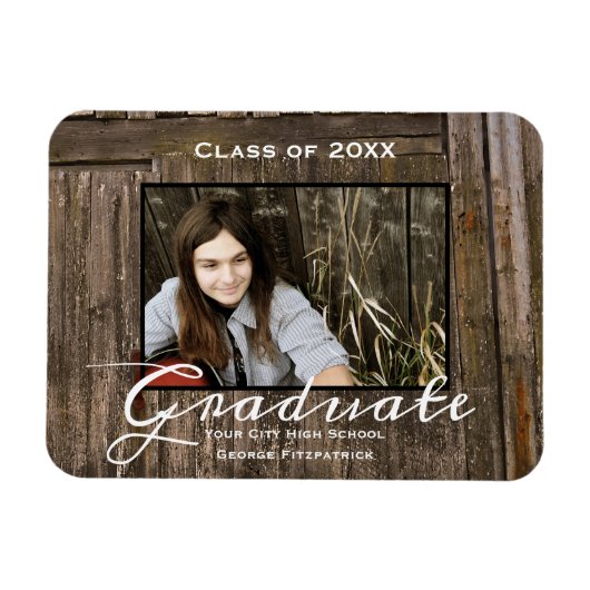 Flexible Rustic Wood Modèle Magnet de diplôme de l'école se (Horizontal)