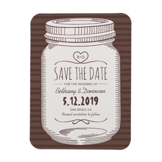 Flexible Rustique Enregistrer la date Magnet Pays Mason Jar (Vertical)