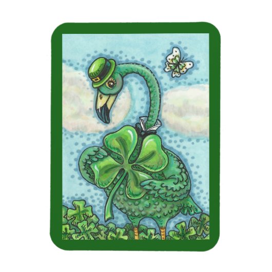 Flexible Saint Patrick's Day MAGNET FLAMANT ROSE VERT IRLAN (Vertical)