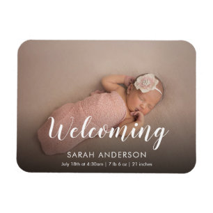 Flexible Script Welcome Baby Photo Magnet