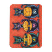 Flexible SEE NO EVIL BLACK CATS HALLOWEEN MAGNET Rectangle (Vertical)