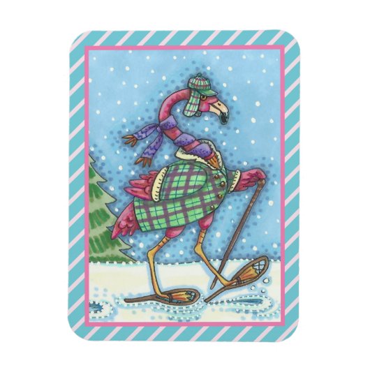 FLEXIBLE SHOOTS D'HIVER, FLAMANT ROSE ROSE NOËL MAGNET (Vertical)
