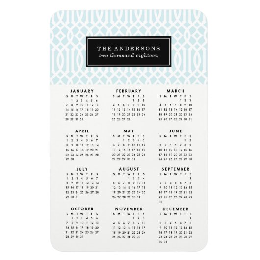 Flexible Sky Blue Trellis | Magnet Calendrier 2018 (Vertical)