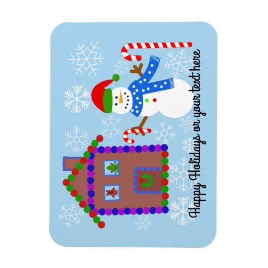 Flexible Snowman & House #1 Magnet (Vertical)
