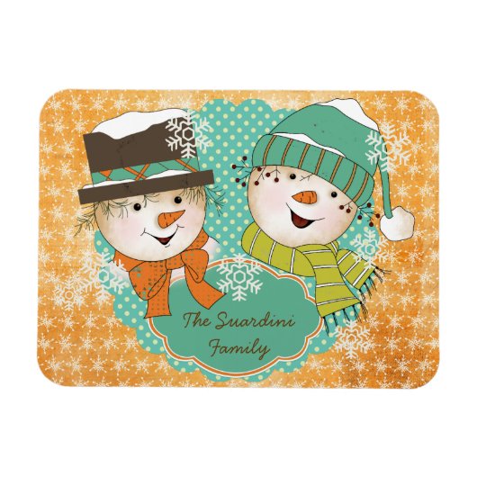 Flexible Snowman Noël 2 Magnet Flexi personnalisé (Horizontal)
