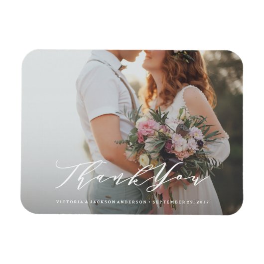 Flexible Soft Calligraphy Mariage Merci Photo Magnet (Horizontal)