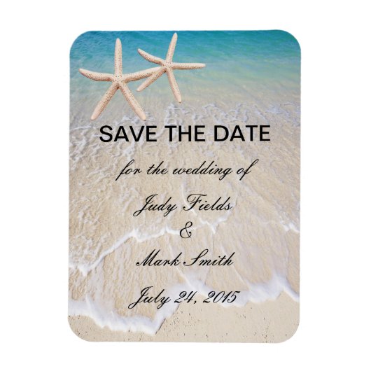 Flexible Starfish Beach Wedding Enregistrer La Date Magnet (Vertical)