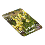 Flexible Tabby Chat Jaune Iris Fleur Anniversaire Magnet (Côté Droit)