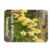 Flexible Tabby Chat Jaune Iris Fleur Anniversaire Magnet (Horizontal)