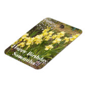 Flexible Tabby Chat Jaune Iris Fleur Anniversaire Magnet (Côté Gauche)