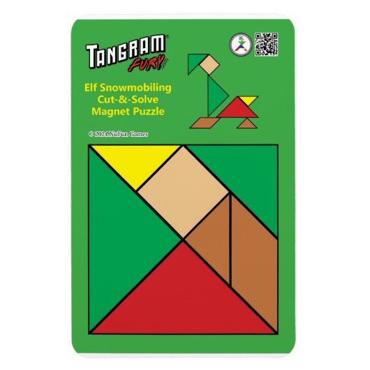 Flexible Tangram Quirky Elf Magnet - Motoneige (Vertical)
