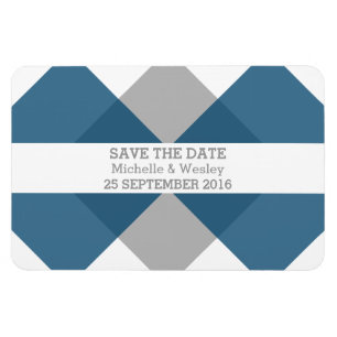 Flexible Triade géométrique Enregistrer la date Magnet Blue