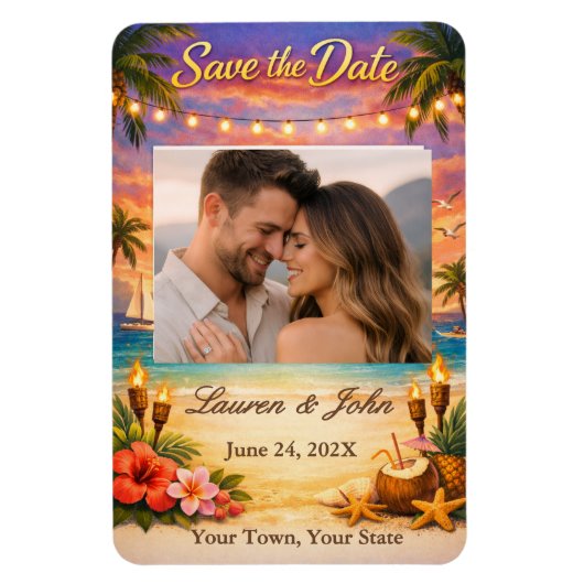 Flexible Tropical Harmony Photo Enregistrer la date Magnet (Vertical)