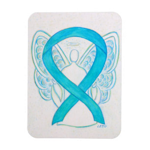 Flexible Turquoise Blue Awareness Ruban Angel Art Magnet