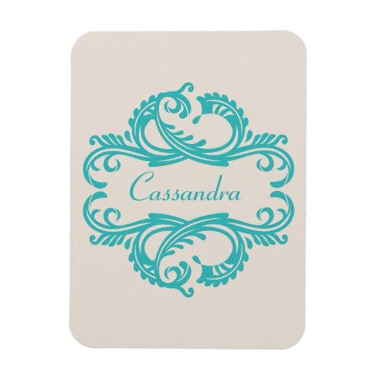 Flexible Turquoise Chic Damask Premium Magnet (Vertical)