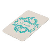 Flexible Turquoise Chic Damask Premium Magnet (Côté Gauche)