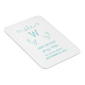 Flexible Turquoise Whimsical Flourish Save the Date Magnet (Côté Droit)