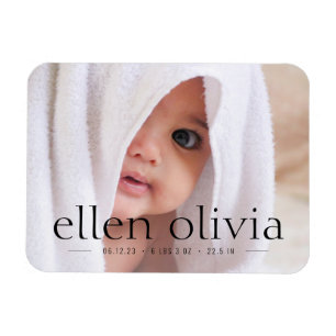 Flexible Type simple Bébé Naissance Photo Faire-part Magnet