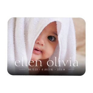 Flexible Type simple Bébé Naissance Photo Faire-part Magnet