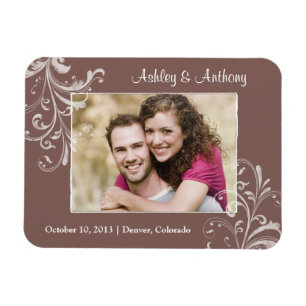 Flexible Vintage Brown Floral photo Magnet Mariage