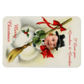 Flexible Vintage Christmas Snowman Custom Photo Magnet (Horizontal)