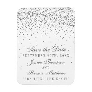 Flexible Vintage Glam Silver Confetti Magnet Réservez la da