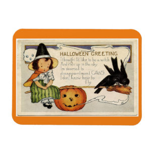Flexible Vintage Halloween Witch Magnet