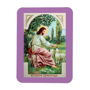 Flexible Vintage Jésus avec agneaux Magnet