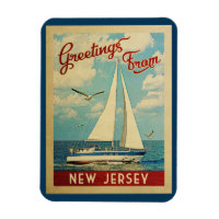 Vintage voyage de bateau à voile New Jersey Magnet