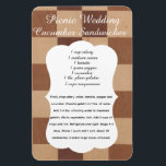 Flexible Wedding Cucumber Sandwich Recipe Magnet<br><div class="desc">Give your guests something to talk about with this "Southern-style" cucumber sandwich guide. Featuring a blend of cream cheese,  mayo,  cucumbers,  and more,  this recipe is a refined choice for chic baby showers and rustic wedding receptions.</div>
