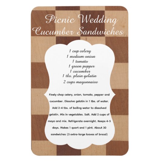 Flexible Wedding Cucumber Sandwich Recipe Magnet (Vertical)